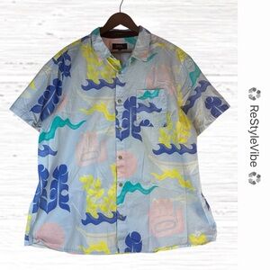 ROARK Men’s Size XXL Shirt Button Front Casual Print Short Sleeve Classic Fit